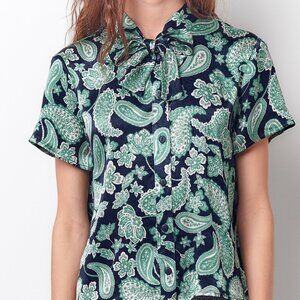NWT Corey Lynn Calter perfect paisley tie-front top. Sizes XS, M, L avail!